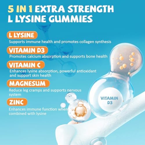 Gomitas PYUNAFIT L-Lisina 1000mg, 5 en 1, Suplemento Extra Fuerte para Inmunidad, Salud de Piel y Labios, 60 piezas, Para Niños y Adultos - imagen 3