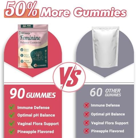 Gomitas Skiseoy de Piña para Mujeres pH - Equilibrio Femenino y Salud Vaginal + Vitamina C para Inmunidad, Probioticos, 90 Unidades - imagen 6