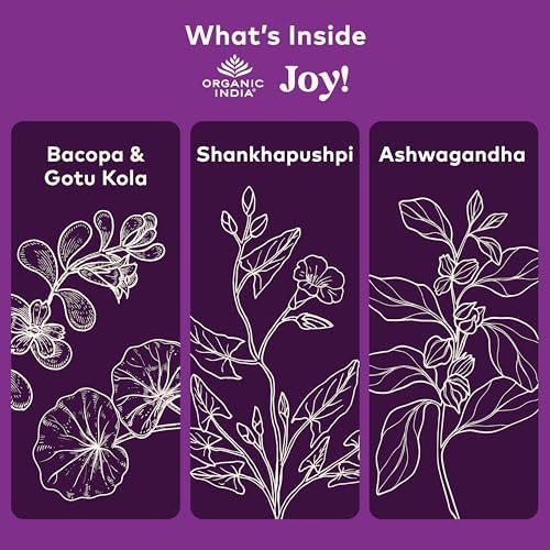 Suplemento Herbal ORGANIC INDIA Joy - Apoyo Inmunológico, Promueve Memoria y Concentración, Vegano, Sin Gluten, Kosher, Orgánico Certificado USDA, No - imagen 3