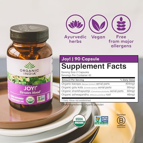 Suplemento Herbal ORGANIC INDIA Joy - Apoyo Inmunológico, Promueve Memoria y Concentración, Vegano, Sin Gluten, Kosher, Orgánico Certificado USDA, No - imagen 6