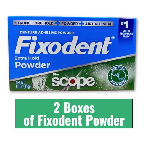 Fixodent Polvo Adhesivo para Dentaduras Extra Fuerte Paquete de 2 con 1 Cepillo para Dentaduras (3 Piezas) - imagen 2