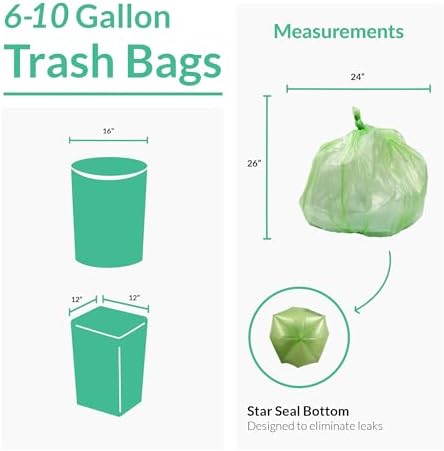 Bolsas de Basura Biodegradables Reli de 6-10 Galones | Paquete de 150 | ASTM D6954 | Verdes | Ecológicas | Oxobiodegradables bajo ciertas condiciones - imagen 3