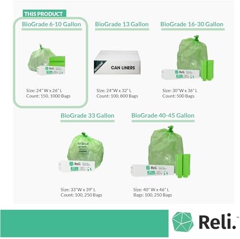 Bolsas de Basura Biodegradables Reli de 6-10 Galones | Paquete de 150 | ASTM D6954 | Verdes | Ecológicas | Oxobiodegradables bajo ciertas condiciones - imagen 5