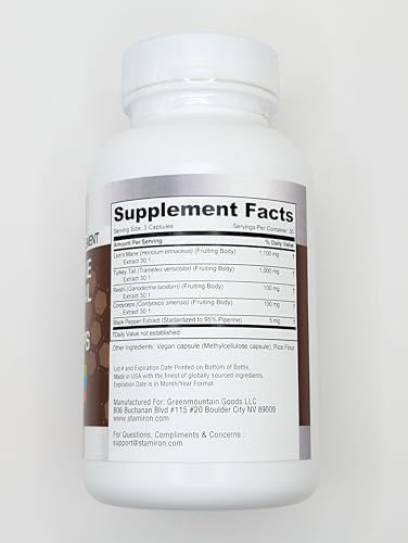 Suplemento de Stamiron con Melena de León, Hongos Cola de Pavo, Extracto de Cordyceps y Hongos Reishi - Alternativa a Gominolas, Polvo y Café de - imagen 7
