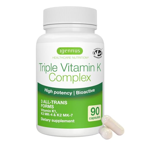 Complejo de Vitamina K de Alta Potencia Igennus, K1 y K2 (MK-4 y MK-7), 1 al Día, Forma Bioactiva para Huesos y Corazón, Vegano, 90 Cápsulas - imagen 5