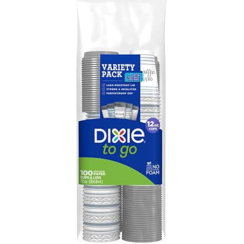 Vasos de café desechables Dixie To Go de 12 oz, 120 piezas, con tapas y diseños variados, ideales para bebidas calientes - imagen 3