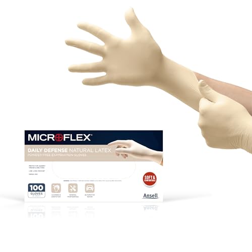 Guantes Desechables de Látex Ansell Microflex 10-754 Daily Defense para Limpieza, Preparación de Alimentos y ros Auxilios - XL, Natural (Caja de 100) - imagen 4