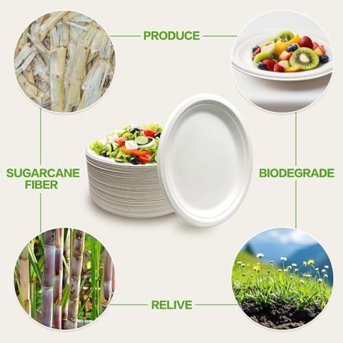 Platos Ovalados de Papel Compostables Nexboraque, 100 Piezas de 12.5 Pulgadas, Desechables y Resistentes para Fiestas, BBQ, y Más - imagen 4
