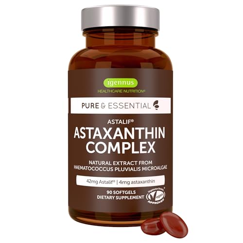 Igennus Astaxantina Vegana 4mg con Luteína y Zeaxantina, 90 Softgels Pequeñas, Antioxidante Natural para Ojos, Piel y Articulaciones, No GMO - imagen 2