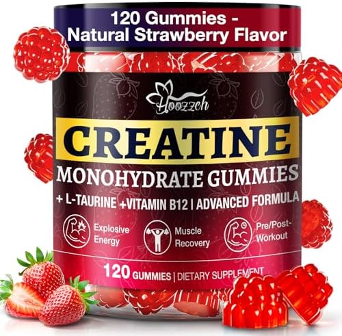 Gomitas de Creatina Hoozzch para Hombres y Mujeres, 5g de Creatina Monohidratada por Porción, Sin Gluten, Veganas, Sabor Fresa, 120 Unidades - imagen 1