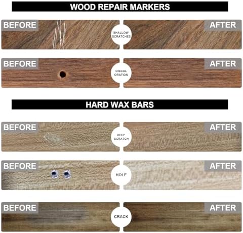 Kit de Reparación para Pisos de Madera - 11 Piezas, Cera para Pisos Laminados y Vinílicos con 8 Marcadores para Madera, Restauración Profesional de - imagen 5