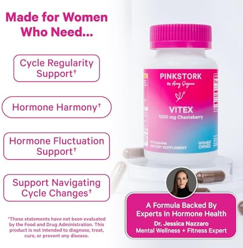 Vitex Orgánico Pink Stork – 1000 mg de Bayas de Sauzgatillo – Apoyo Natural para la Perimenopausia y Armonía Hormonal – 60 Cápsulas Veganas - imagen 3
