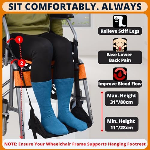 Hamaca para pies Caredgitz Premium para silla de ruedas, reposapiés antideslizante, ajustable para andador y silla, accesorios para silla de ruedas - imagen 2