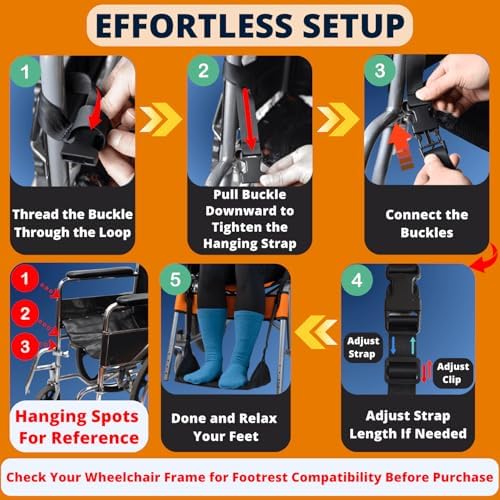 Hamaca para pies Caredgitz Premium para silla de ruedas, reposapiés antideslizante, ajustable para andador y silla, accesorios para silla de ruedas - imagen 8
