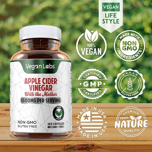 Cápsulas de Vinagre de Sidra de Manzana Vegan Labs con La Madre - 180 Cápsulas Veganas, 1600MG por Porción - 100% Natural, Apoya Digestión, Keto, - imagen 6