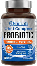 Surebounty Probióticos 120 Mil Millones CFU, Probióticos para Hombres y Mujeres, Prebióticos + Enzimas Digestivas, Alta Potencia, 3 en 1, 30 Cápsulas - imagen 1