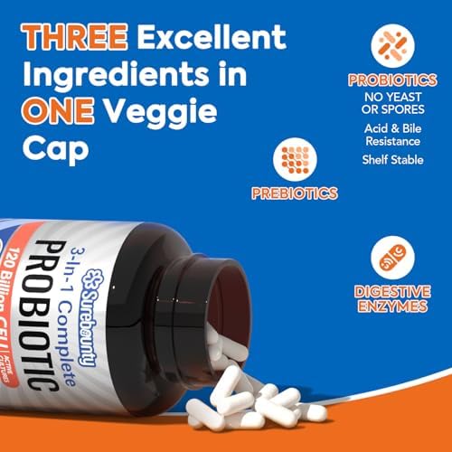 Surebounty Probióticos 120 Mil Millones CFU, Probióticos para Hombres y Mujeres, Prebióticos + Enzimas Digestivas, Alta Potencia, 3 en 1, 30 Cápsulas - imagen 3