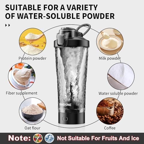Botella Mezcladora Eléctrica FANS-ONE Premium de 24 oz, Tritan, Libre de BPA, Recargable por USB, Ideal para Batidos de Proteína, Color Negro - imagen 3