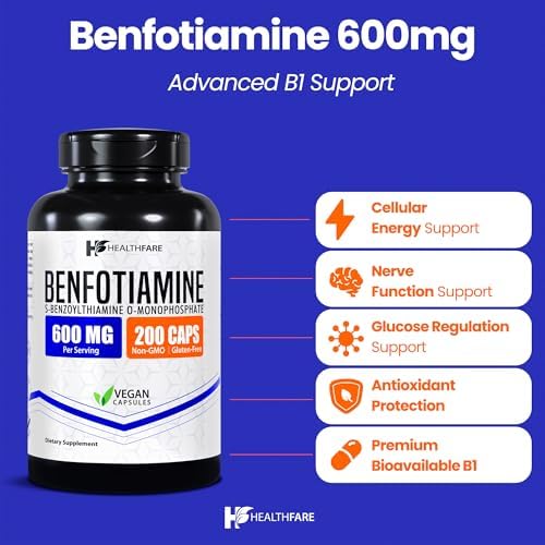 Healthfare Benfotiamina 600mg | 200 Cápsulas Veganas | Absorción Mejorada | Apoya la Salud General | Mayor Biodisponibilidad - imagen 2