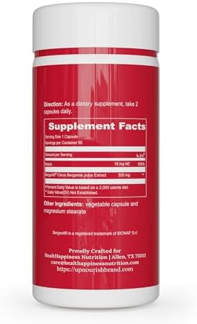 Suplemento de Colesterol UpNourish BERGAVIT - Extracto de Bergamota Cítrica Italiana 550mg para Mujeres y Hombres, 90 Cápsulas Veganas - imagen 6