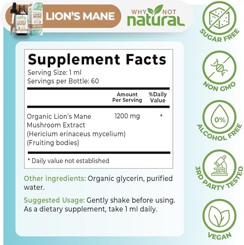 Extracto Líquido de Melena de León Orgánico Natural Why Not - Suplemento de Hongo en Tintura - imagen 4