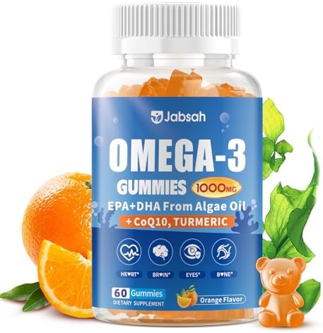 Gomitas Veganas Omega-3 1000mg de Aceite de Algas (DHA 460mg & EPA 230mg), Alternativa al Aceite de Pescado, con Cúrcuma y CoQ10, Sin Sabor a - imagen 1