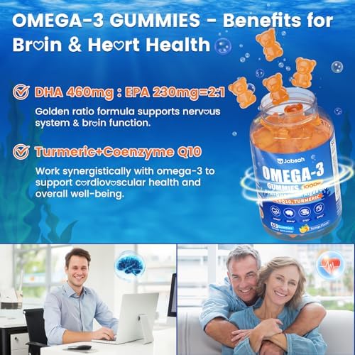 Gomitas Veganas Omega-3 1000mg de Aceite de Algas (DHA 460mg & EPA 230mg), Alternativa al Aceite de Pescado, con Cúrcuma y CoQ10, Sin Sabor a - imagen 5