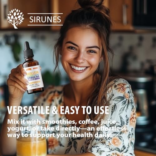 Gotas Herbales SIRUNES de Mullein con Clorofila, Musgo Irlandés, Espirulina y Saúco – 4 fl oz – Suplemento Diario para la Salud Respiratoria e - imagen 7