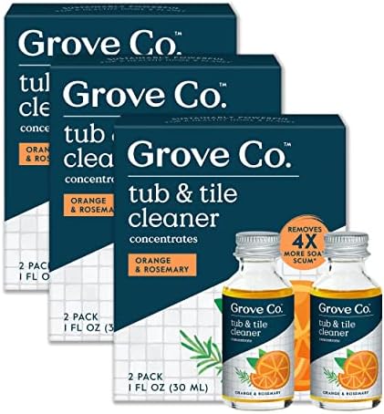 Grove Co. Limpiador para Baños y Azulejos, Recarga Concentrada (6 x 1 Fl Oz), Suministros de Limpieza Naturales, Fragancia Natural de Naranja y - imagen 1