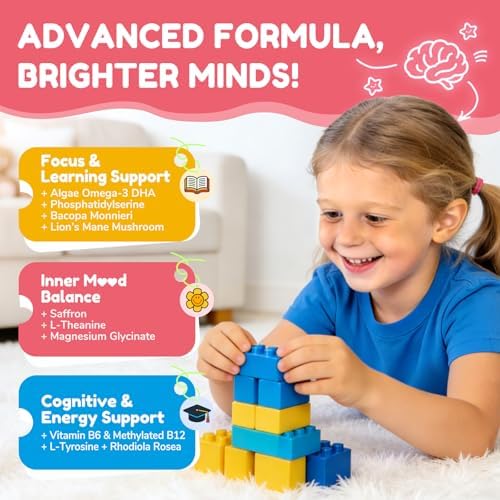 Gomitas NATISLAND para Niños, Suplementos Cerebrales con Fosfatidilserina, Omega-3 y Azafrán, Apoyo a la Memoria y Atención, Sin Azúcar, Veganas, - imagen 3