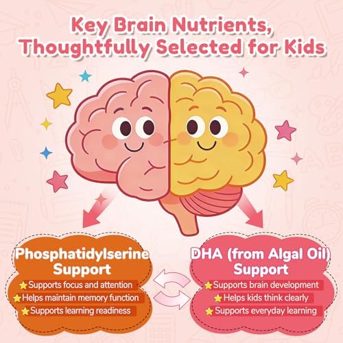 Gomitas NATISLAND para Niños, Suplementos Cerebrales con Fosfatidilserina, Omega-3 y Azafrán, Apoyo a la Memoria y Atención, Sin Azúcar, Veganas, - imagen 4