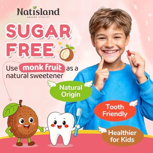 Gomitas NATISLAND para Niños, Suplementos Cerebrales con Fosfatidilserina, Omega-3 y Azafrán, Apoyo a la Memoria y Atención, Sin Azúcar, Veganas, - imagen 7
