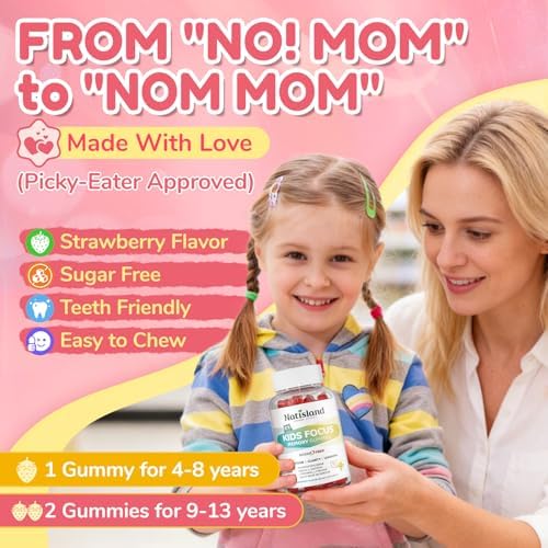 Gomitas NATISLAND para Niños, Suplementos Cerebrales con Fosfatidilserina, Omega-3 y Azafrán, Apoyo a la Memoria y Atención, Sin Azúcar, Veganas, - imagen 8