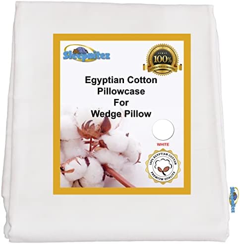 Funda de Almohada para Cojín en Cuña Sleepnitez de 8, 100% Algodón Egipcio, Color Blanco, Cierre de Cremallera para Fácil Retiro. - imagen 1