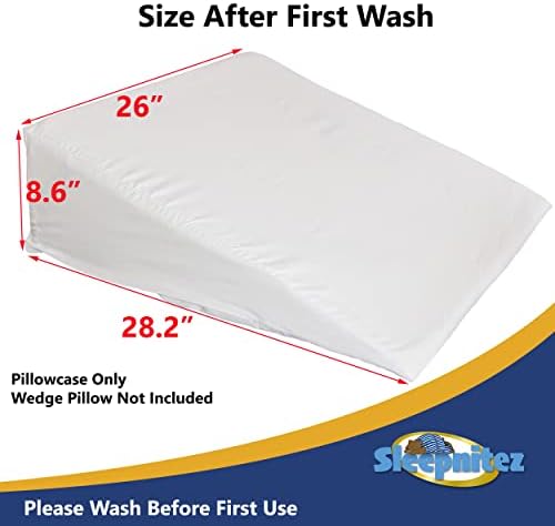 Funda de Almohada para Cojín en Cuña Sleepnitez de 8, 100% Algodón Egipcio, Color Blanco, Cierre de Cremallera para Fácil Retiro. - imagen 2