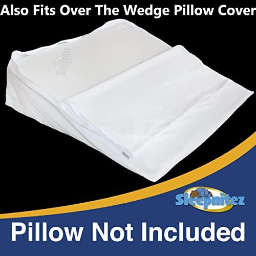 Funda de Almohada para Cojín en Cuña Sleepnitez de 8, 100% Algodón Egipcio, Color Blanco, Cierre de Cremallera para Fácil Retiro. - imagen 3
