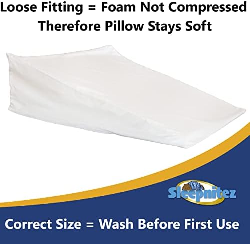 Funda de Almohada para Cojín en Cuña Sleepnitez de 8, 100% Algodón Egipcio, Color Blanco, Cierre de Cremallera para Fácil Retiro. - imagen 5