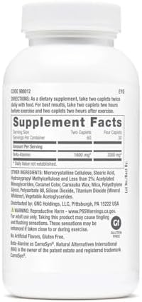 GNC Pro Performance Beta-Alanina, Mejora el Rendimiento en Entrenamientos y Reduce el Dolor Muscular, Sin Sabor, Libre de Gluten, 30 Porciones - imagen 2