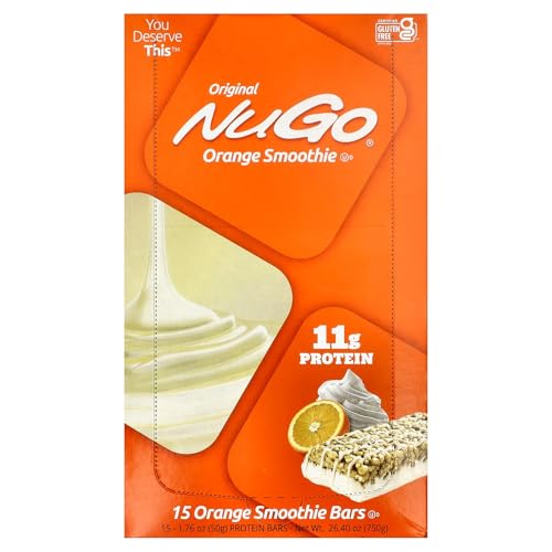 Barras de Proteína NuGo Nutrition, Sabor Smoothie de Naranja, 15 Barras de 1.76 oz (50 g) Cada Una - imagen 1