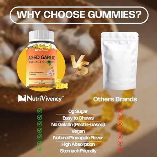 Gomitas de Ajo Aged NutriVivency, 500mg, Sin Olor, Suplementos Veganos y Sin Azúcar, Sabor Piña, 60 Gomitas - imagen 7