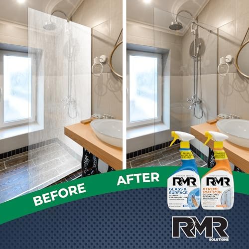 Paquete de Poder RMR Shower Shield – Limpiador/Repelente de Vidrio y Superficies + Removedor de Sarro Xtreme, Kit de Limpieza Multi-Superficie para - imagen 2