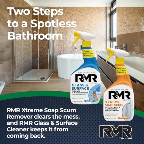 Paquete de Poder RMR Shower Shield – Limpiador/Repelente de Vidrio y Superficies + Removedor de Sarro Xtreme, Kit de Limpieza Multi-Superficie para - imagen 3