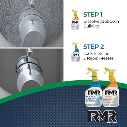 Paquete de Poder RMR Shower Shield – Limpiador/Repelente de Vidrio y Superficies + Removedor de Sarro Xtreme, Kit de Limpieza Multi-Superficie para - imagen 5