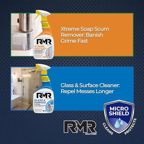 Paquete de Poder RMR Shower Shield – Limpiador/Repelente de Vidrio y Superficies + Removedor de Sarro Xtreme, Kit de Limpieza Multi-Superficie para - imagen 8
