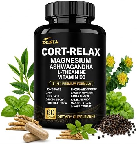 Suplementos Super Calm para el Cortisol con Magnesio Glicinato, Ashwagandha, L-Teanina, Fosfatidilserina, Ginkgo y Melena de León para Calma, Enfoque - imagen 1