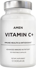 Suplemento de Vitamina C+ Amen con Zinc, Bioflavonoides, Quercetina, Rosa Mosqueta y Saúco – Vegano, No Transgénico – Suministro para 2 Meses - 120 - imagen 1