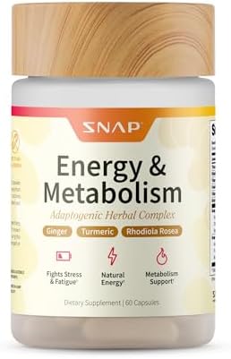 Suplementos Snap Complejo Herbal de Energía y Metabolismo para Fatiga, Alivio del Estrés, Aumento de Energía y Mejor Estado de Ánimo, 60 Cápsulas (30 - imagen 1