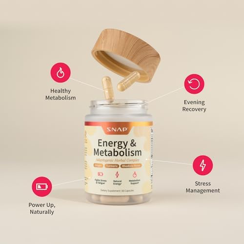 Suplementos Snap Complejo Herbal de Energía y Metabolismo para Fatiga, Alivio del Estrés, Aumento de Energía y Mejor Estado de Ánimo, 60 Cápsulas (30 - imagen 3