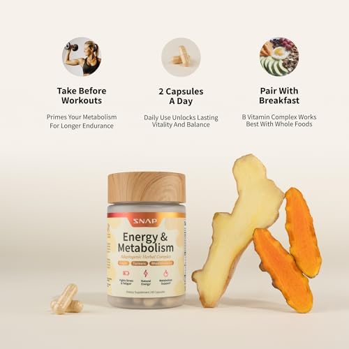 Suplementos Snap Complejo Herbal de Energía y Metabolismo para Fatiga, Alivio del Estrés, Aumento de Energía y Mejor Estado de Ánimo, 60 Cápsulas (30 - imagen 5