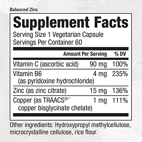 Suplemento de Zinc EquiLife Balanceado, 15mg con Cobre, Vitamina C y B6 para Soporte Inmunológico Diario, Crecimiento y Reparación de Tejidos, 60 - imagen 2